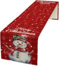 Christmas Table Runner,Christmas Snowman Snowflakes Winter Seasonal Table Cloth Kitchen Dining Table Decoration for Home Party Decor 13x108 Inch
