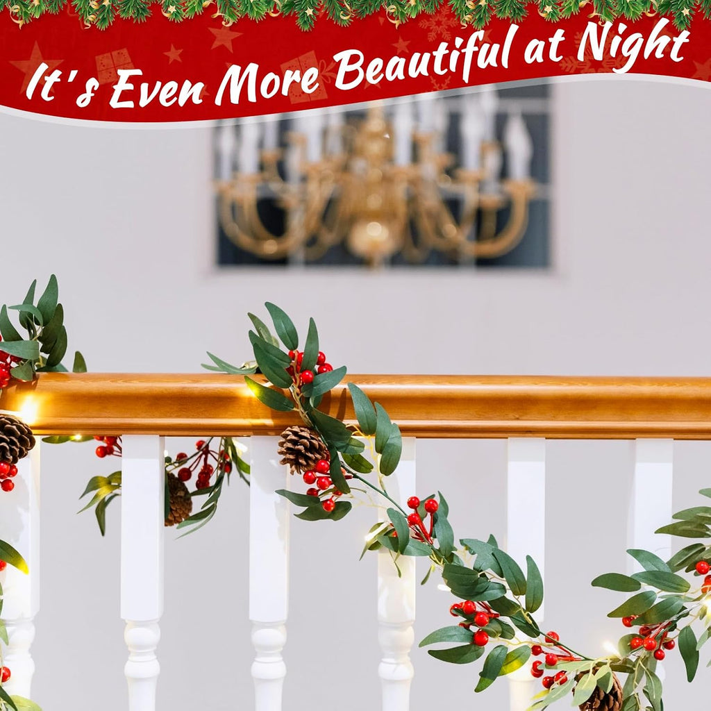 6ft pre-lit christmas garland with lights - artificial, close-up detail