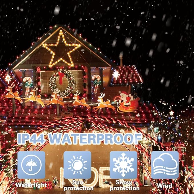 LAMPHOME 66ft Christmas Decorative Mini Lights,200 LED Transparent Wire Fairy Starry String Lights Plug in, 11 Lighting Modes, for Indoor Outdoor Xmas Tree Wedding Party Decoration (Red)