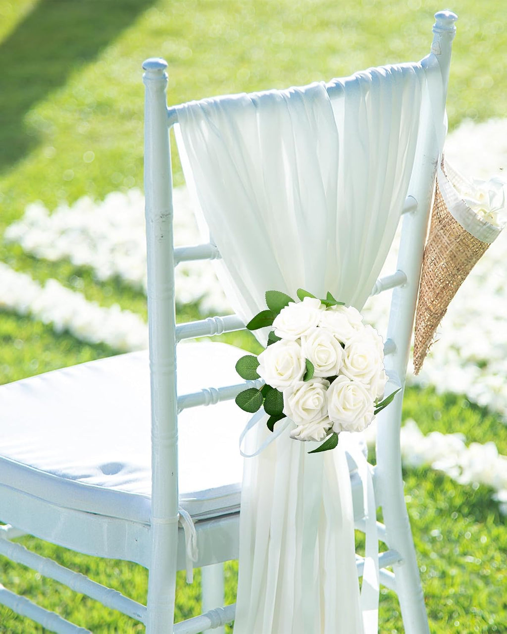 artificial flowers real looking ivory white foam fake showing dimensions