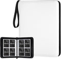 4 Pocket Card Binder, Premium Zip Trading Card Binder, 400 Double Sided Pocket PU Card Collection Binder, Collector Card Album, Card Folder for MTG, TCG, Sports Cards, Game Cards (White)