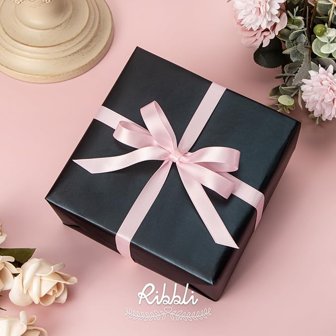 Ribbli Light Pink Satin Ribbon Double Faced Satin 1/2 Inch x Continuous 100 Yards-Baby Pink Ribbon for Gift Wrapping Crafts Wedding Decoration Bows Bouquet Floral Arrangement