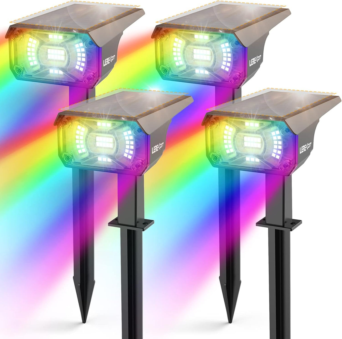LEREKAM Color Solar Light Outdoor Waterproof Spotlights with 9 Light Modes, C...