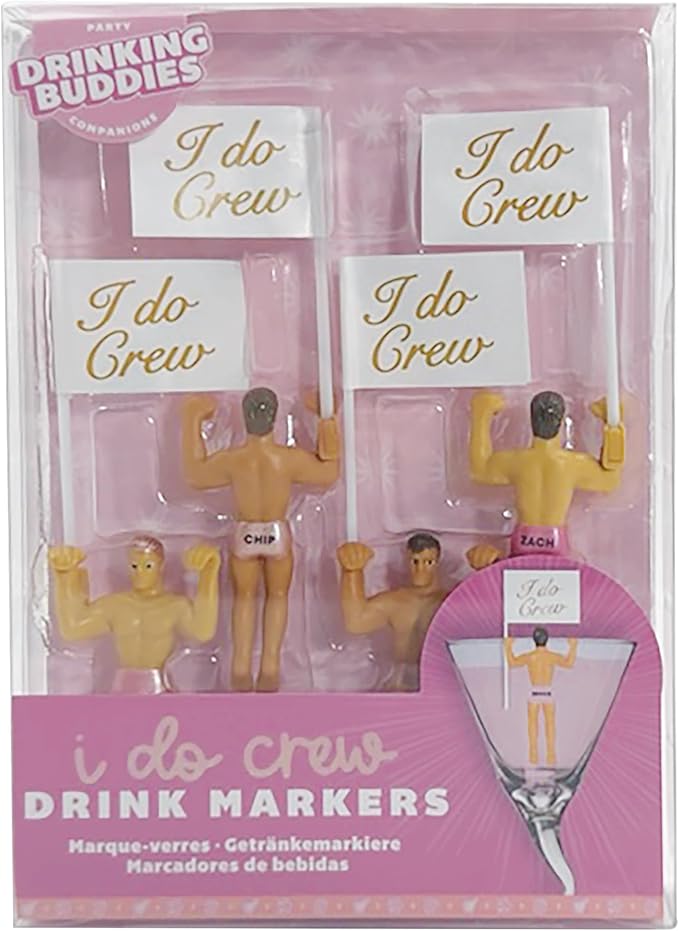 NPW Drinking Buddies Bride Squad, Bachelorette Drink Markers, Party Accessories, Girls Night, Hunky Wine Charmers