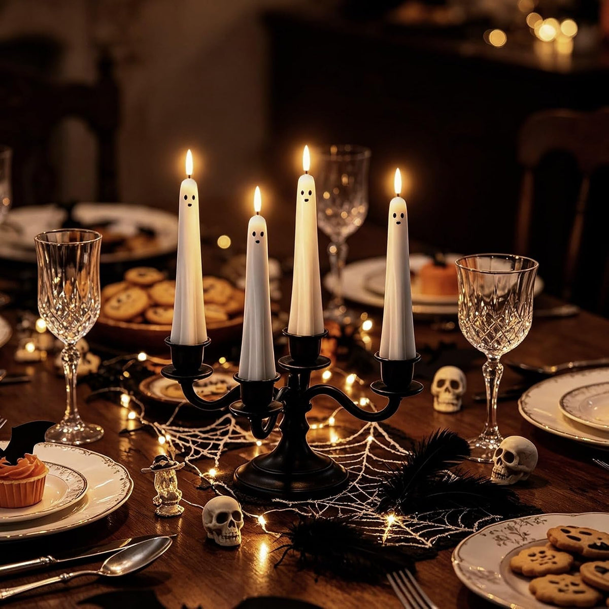 Ghost Flameless LED Taper Candles Battery Operated Remote Timer