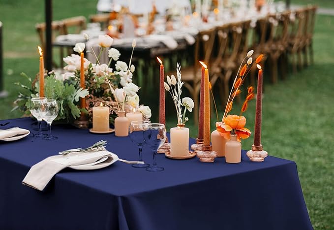 6 Packs Satin Tablecloth 57 x 108 Inch Navy Blue Rectangular Table Cloth Silk Tablecloth Smooth Fabric Overlay Satin Table Cover Decoration for Wedding Party Banquet Events