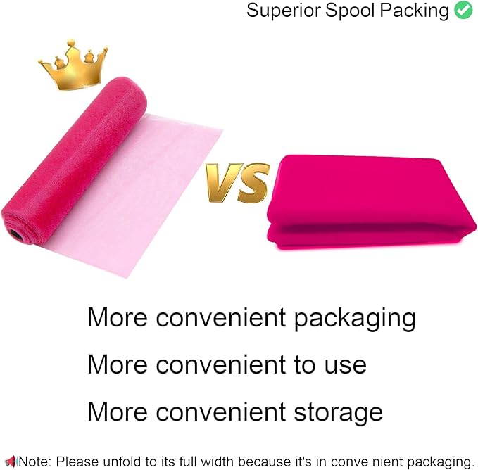 54" by 20 Yards Hot Pink Tulle Fabric Rolls - Tutu Spool Bolt for DIY Wedding Decoration, Baby Shower Tutu Skirt, Gift Wrapping - Large Matte Tulle, Roll Packaging (Fuchsia)