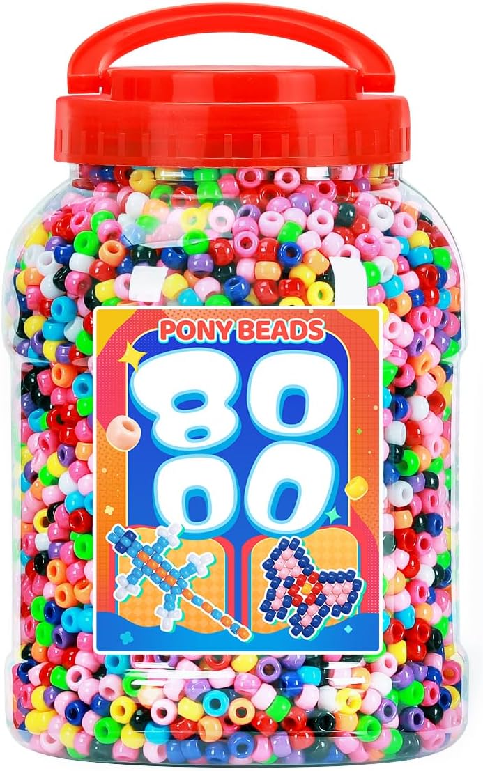 bundooraking 8000pcs pony beads bulk,colorful craft plastic beads, main product view