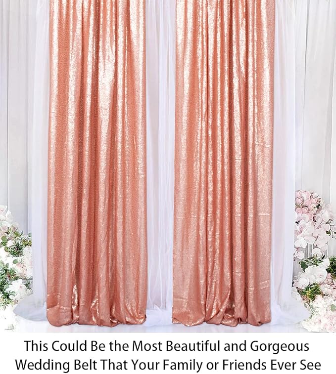 ShinyBeauty Sparkle Backdrop Curtain 2 Panels Set Sequin Photo Backdrop 2FTx8FT Sequin Backdrop Curtain Pack of 2-1220S (2FTx8FT 2Pack, Blush)