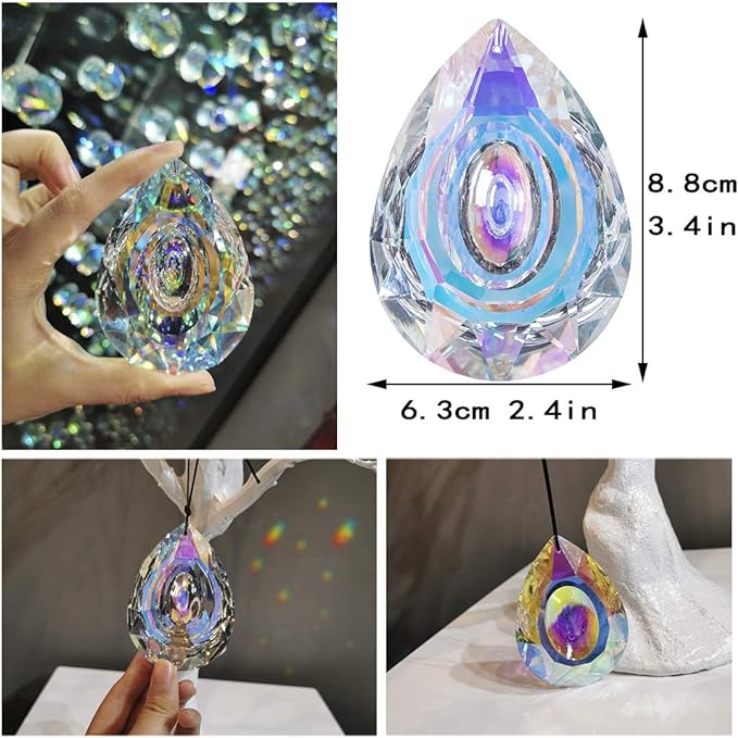 H&D HYALINE & DORA 89mm/3.5in Hanging Chandelier Crystals Prisms for Window Suncatchers Chandelier Parts Rainbow Maker Pendants