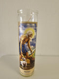 Saint Lazarus 7-Day Glass Prayer Candle, 8 inch Religious Devotional Candle. (Pack of 1)