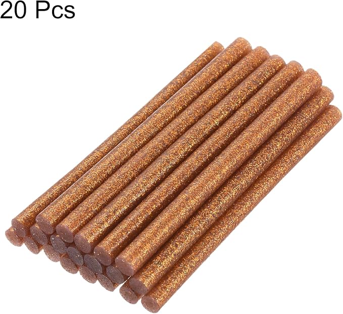 uxcell 20pcs Hot Glue Sticks for Glue Gun 11mm/0.43-inch x 8-inch Mini Hot Melt Adhesive Glue Stick Glitter Bronze Gold