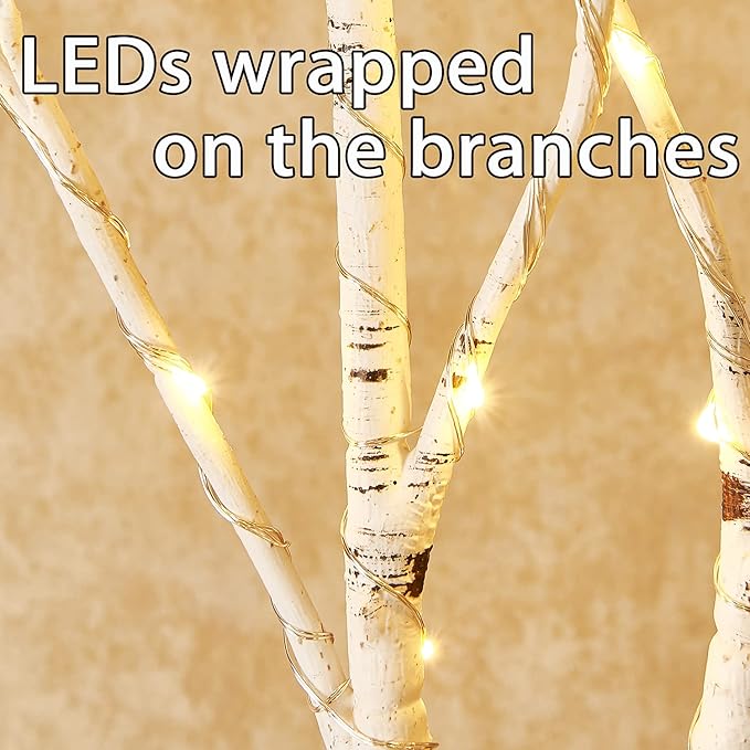 Fudios Lighted White Birch Branches with 100 Multicolor LED Fairy Lights 32in 8 Fuctions, Battery Color Changing Christmas Twig Lights for Vase Indoor Holiday Decoration