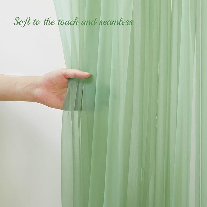 10x10ft Olive Green Tulle Backdrop Curtain for Parites, Sheer Backdrop Curtains for Wedding Baby Shower Birthday Party Photo Shoot Decorations