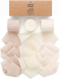 Vitalizart White Handmade Chiffon Silk Ribbon Fringe 1.5" x 21 Yd Nude & Ivory Frayed Edges Ribbons for Wedding Invitations Bridal Bouquets Gifts Wrapping Crafts Holiday Party Decorations