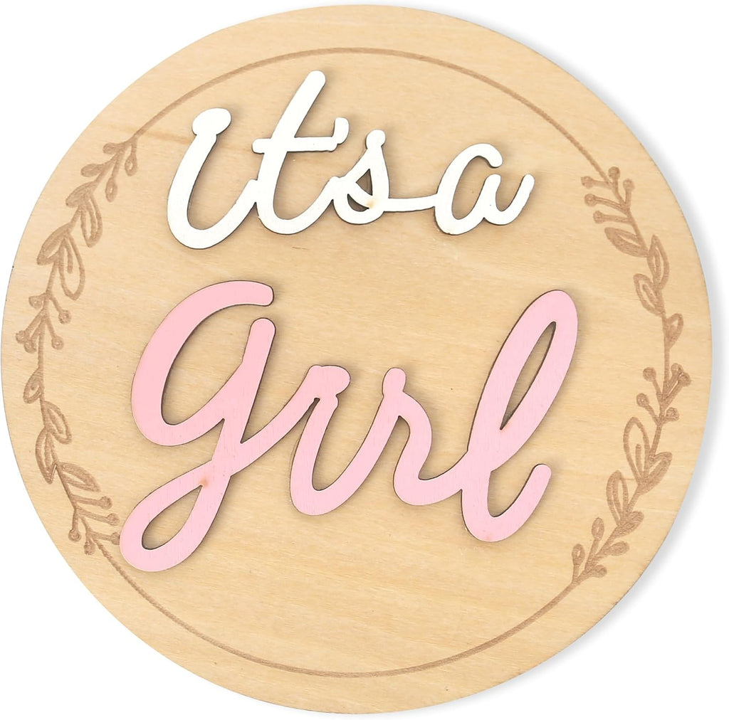 Gender Reveal Wooden Sign - Baby Announcement Plaque - It's A Boy/Girl Photo Prop - Baby Shower Wooden Sign - Pink