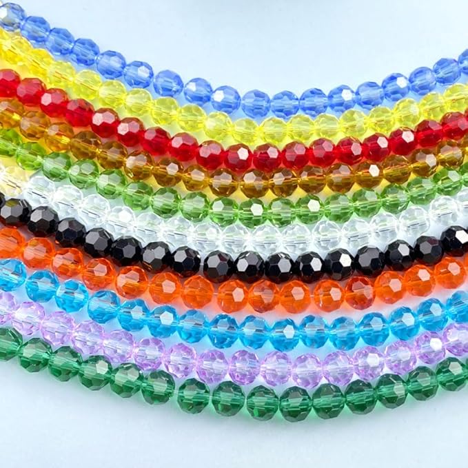 50 PCS 10mm Crystal Glass Beads Round Multiple Faceted Loose Spacer Glass Beads for DIY Handcrafte Bracelet Necklace Earring Jewelry Making(Light Green)