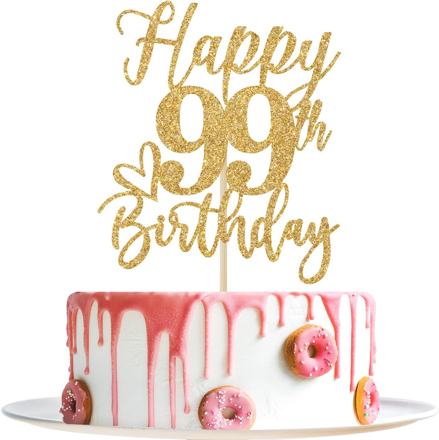 Happy 99th Birthday Cake Topper, 99th Birthday Decorations for Men/Women, Cheers to 99 Years, 99 Fabulous, 99th Happy Birthday Party Supplies Gold Glitter