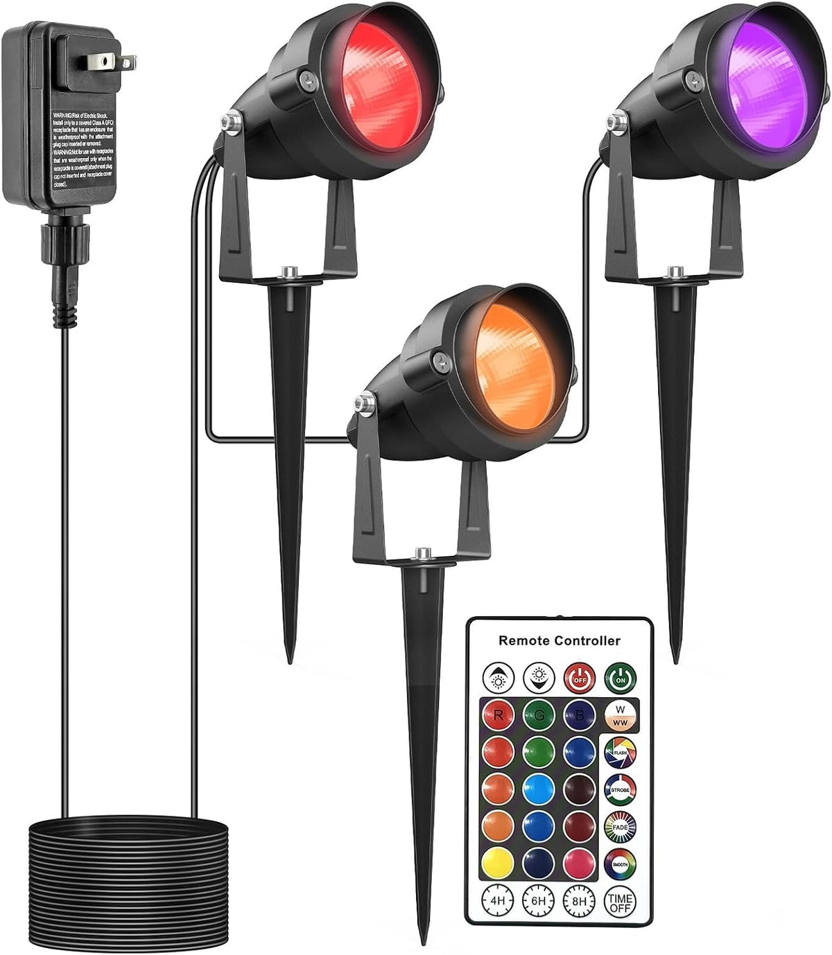 Halloween Spotlights Outdoor with Timer, Colored Warm White 15W Individual Co...