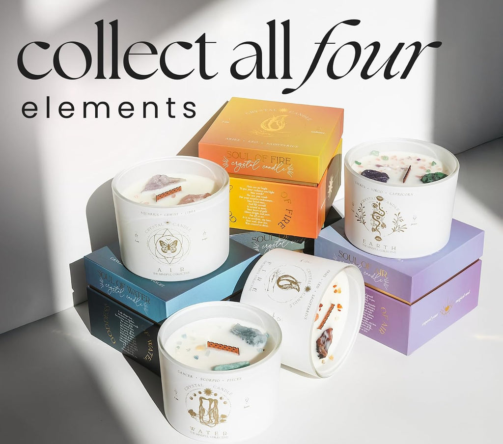 Aquarius, Gemini, Libra Gifts for Women - 12oz Wood Wick Candles that Crackle with Crystals and Healing Stones. Healing Crystal Candles for Women Home Scented. Soy Wax, for Zodiac Birthdate