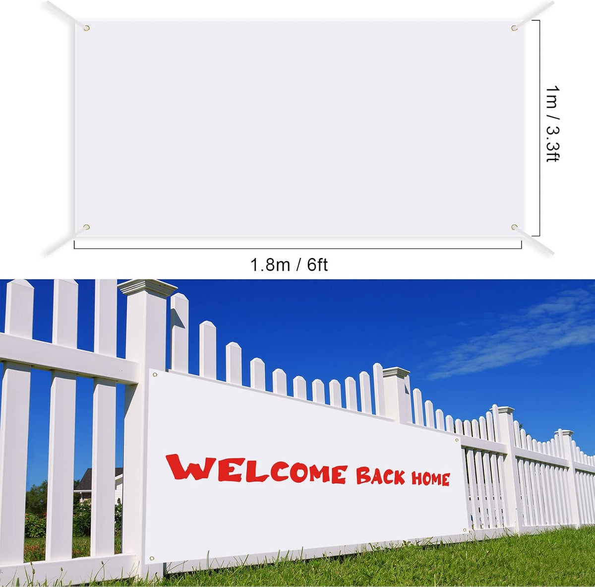 Shimeyao 4 Pcs 3 x 6 Feet Large Blank Banner Polyester Sublimation Banner wit...