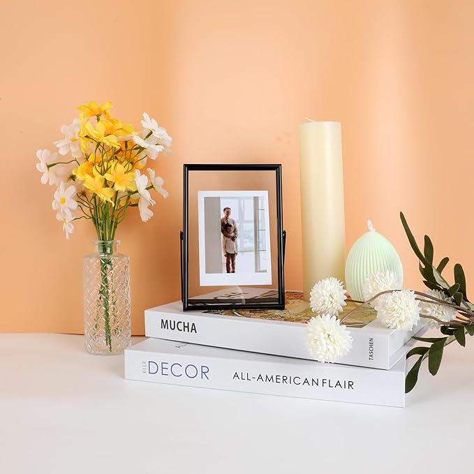 Black Floating Frame (4"x6",Vertical), For Picture 3.5x5, 2x3, 1x2, Tabletop Shelf Photo Frame, Classy Gift For Festival, Wedding, Home or Office Décor