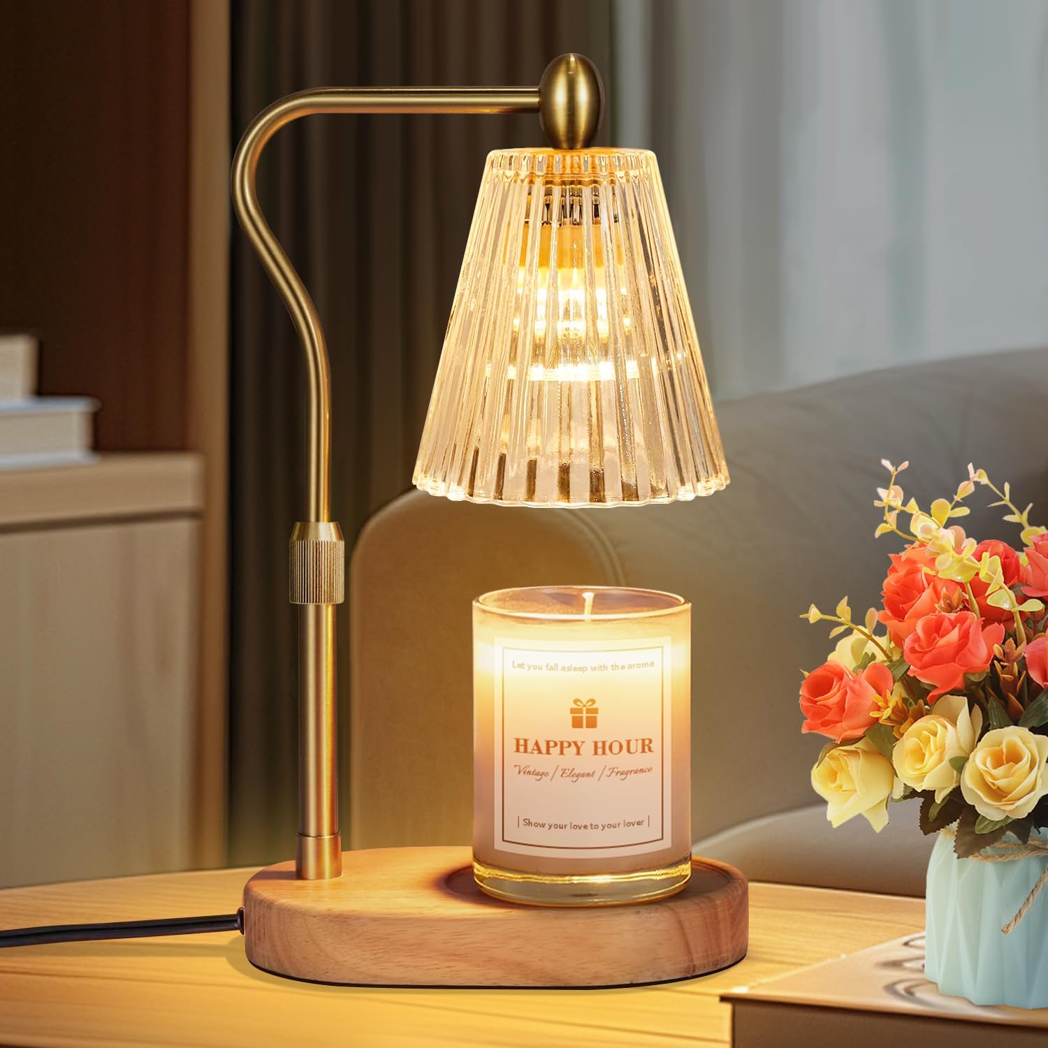 Imenlox Candle Warmer Lamp, with Timer and Dimmer, Adjustable Height, for Mom, Christmas Birthday Gifts for Women, House Warming Gifts Home Decor, Wax Warmer for Jar Candles(Amber)