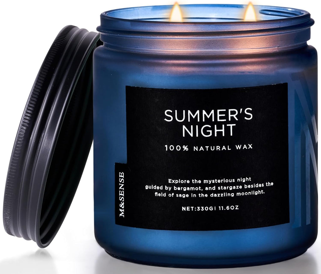 M&SENSE Summer's Night Home Scented Candles, 11.6oz Natural Organic Soy Wax, 70 Hours Long Burning, Non Toxic Aromatherapy Candle, Highly Men Scented for Bathroom Bedroom, Romantic Smelling for Men