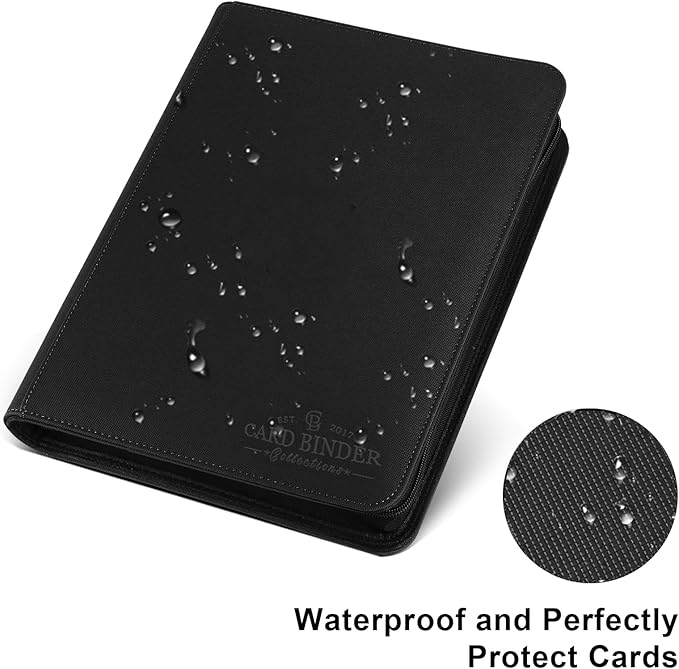 Trading Card Binder 16 Pocket, Foalgo PU Cover Card Binder for 1000+ Cards, Premium Trading Card Holder Folders, Double Sided Pocket Card Album for MTG, TCG (Black)