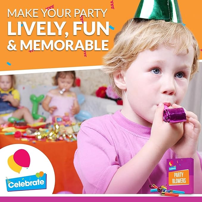 25pcs Party Blowers,Colourful Noisemakers Party Blowouts Squawkers Fringed Noise Maker,Birthday Noisemakers Birthday Blow Horns Party Whistles