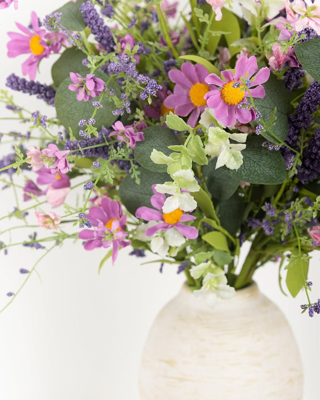 20" artificial flowers bouquet for vase indoor, 6 on a desk or shelf