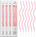 24 Pcs Pink Spiral Long Thin Birthday Candles, Twisted Curved Candle Cake Topper, Birthday Parties, Wedding Decoration
