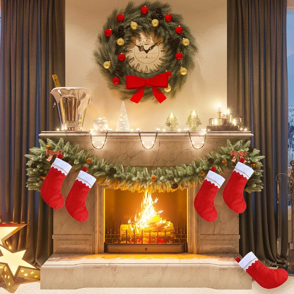 CCINEE 12pcs Red Felt Christmas Stockings 15" Party Favors Stockings for Xmas Decoration