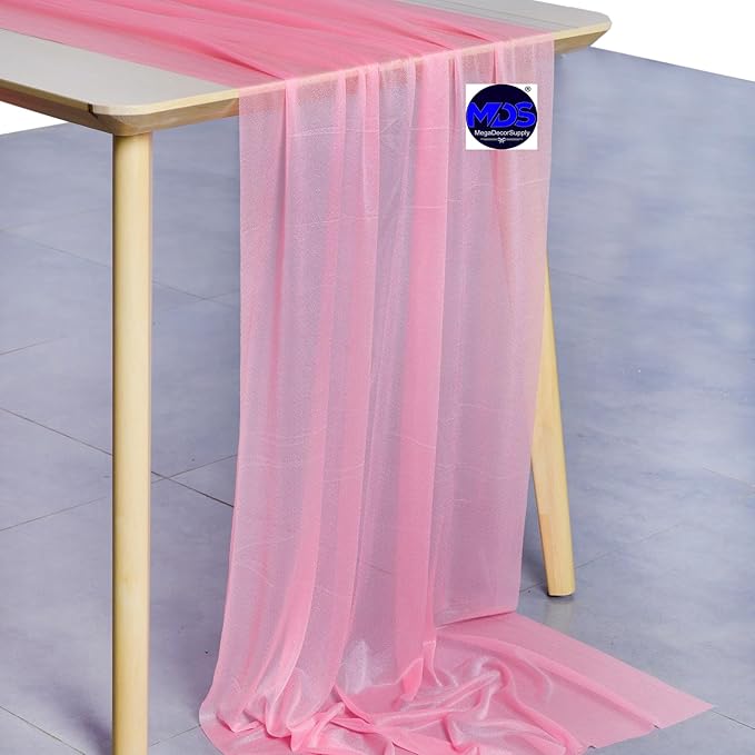 MDS Halloween Chiffon Table Runner - 15 Pack, 29 x 170 Inches, 14ft Each - Sheer Spooky Table Runners for Haunted House Parties, Trick-or-Treat Tables, Witchy Décor, Wedding & Events - Coral