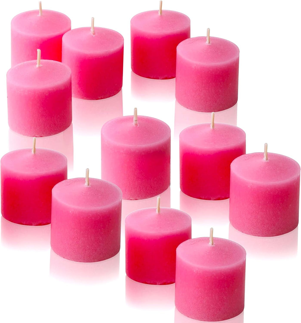 Pink Rose Garden Scented Votive Candles, Set of 12-1.25" Wax Candles for Home, Scented 10 Hour Burn Time - Aromatherapy, Spa Ambiance, Table Centerpieces & Home Décor