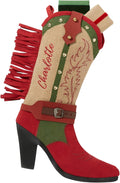 Personalization Universe Personalized Western Cowboy or Cowgirl Boot Stocking with Faux Spur, Embroidered Name, and Durable Design - Perfect Holiday Decor for Christmas (Multicolor, Cowgirl)