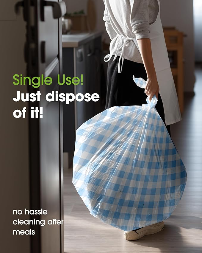 Pureegg Plastic Table Cloth Disposable 10 Pack, 54 x 108 Inch Table Cloths, Party, Picnic, Decorative Gingham Tablecloths, Rectangle, Blue and White Checkered Cover, Leakproof & Sturdy, Blue Plaid