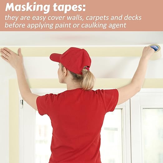 Masking Tape Bulk General Purpose Masking Painting Tape 55 Yards for Painting Home Office School Stationery Arts Crafts Basic Use, Easy Removal(4 Rolls,4 Inch)