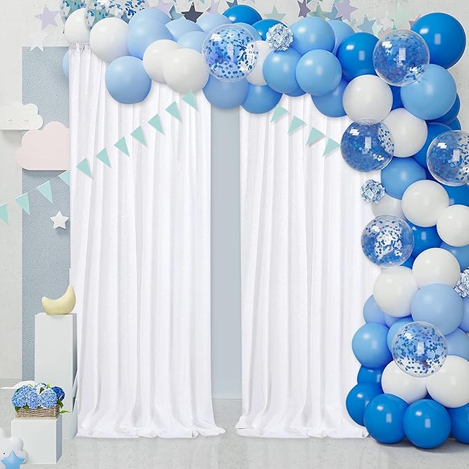 White Sequin Backdrop Curtain 4 Pack 2ft x 8ft Backdrop Birthday Party Backdrop Wedding Ceremony Background