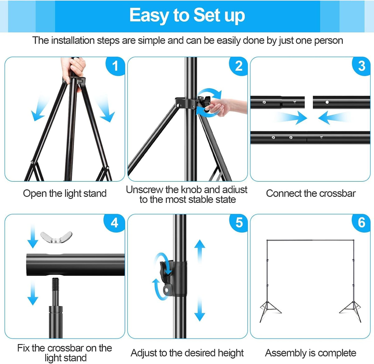 EMART 10x10Ft Heavy Duty Backdrop Stand, Adjustable Banner Stand for Photo