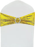 25 Pcs Sequin Chair Sashes Stretch Chair Bands Spandex Polyester Bows for Party Hotel Wedding Banquets Decoration -Gold