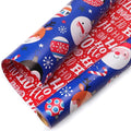 Ribbli Blue Christmas Wrapping Paper Reversible Cute Christmas elements Gift Wrapping Paper Rolls for Kids Holiday Presents Decoration-17 Inch x 33 Feet