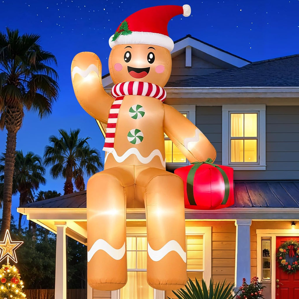 10ft giant christmas inflatables outdoor decorations sitting gingerbread, main product view