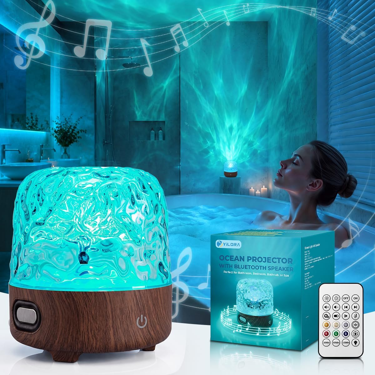 waterproof shower mood light with bluetooth speaker &, main product view