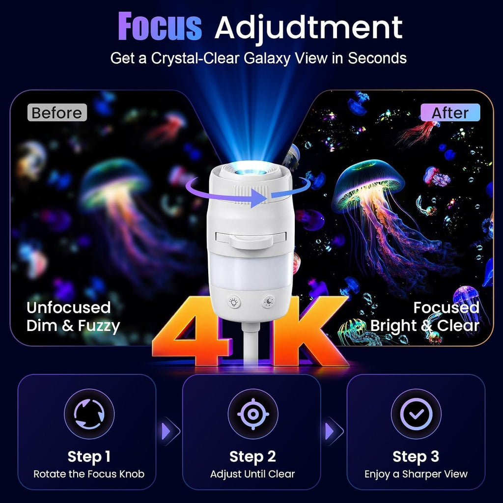 upgrade 2 in 1 galaxy projector night light, side view