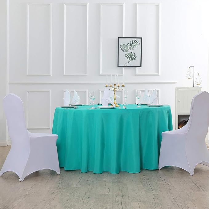 90 inch Round Tablecloth Washable Polyester Table Cloth Decorative Table Cover for Wedding Party Dining Banquet（90 inch,Turquoise）…