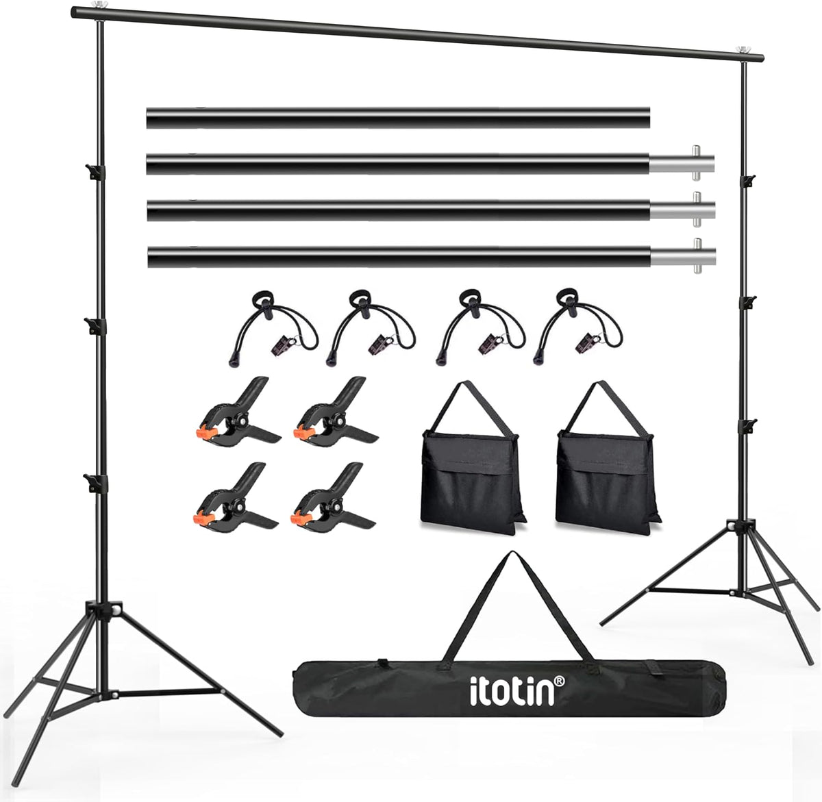 Photo Backdrop Stand, 10x9ft(WxH) Adjustable Photography Backdrop Stand, Alum...