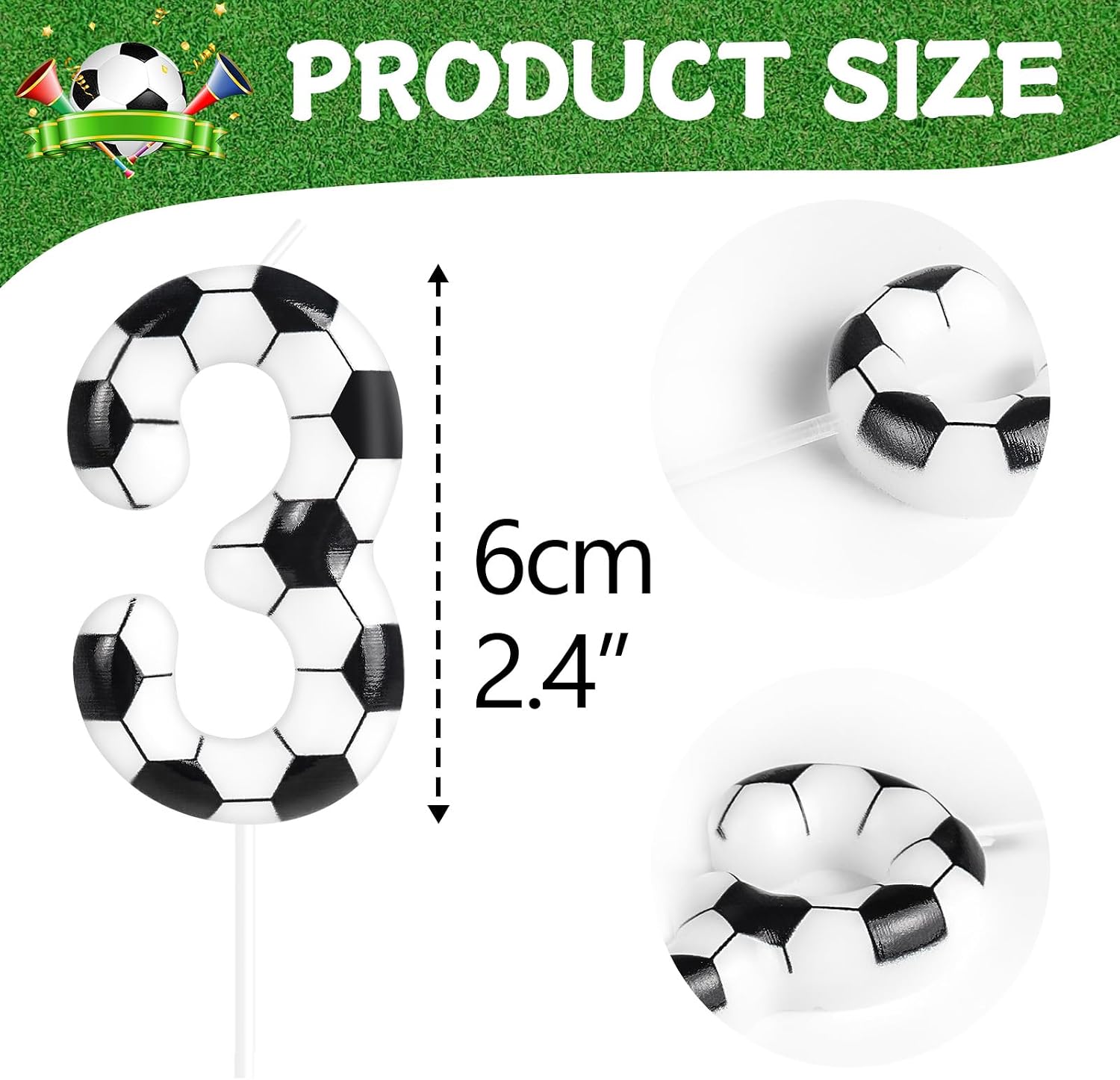 Soccer Birthday Candles 10th Soccer Themed Birthday Party Decorations, Football Birthday Cake Candles for Boys Girls Kids Sport-Theme Party Supplies