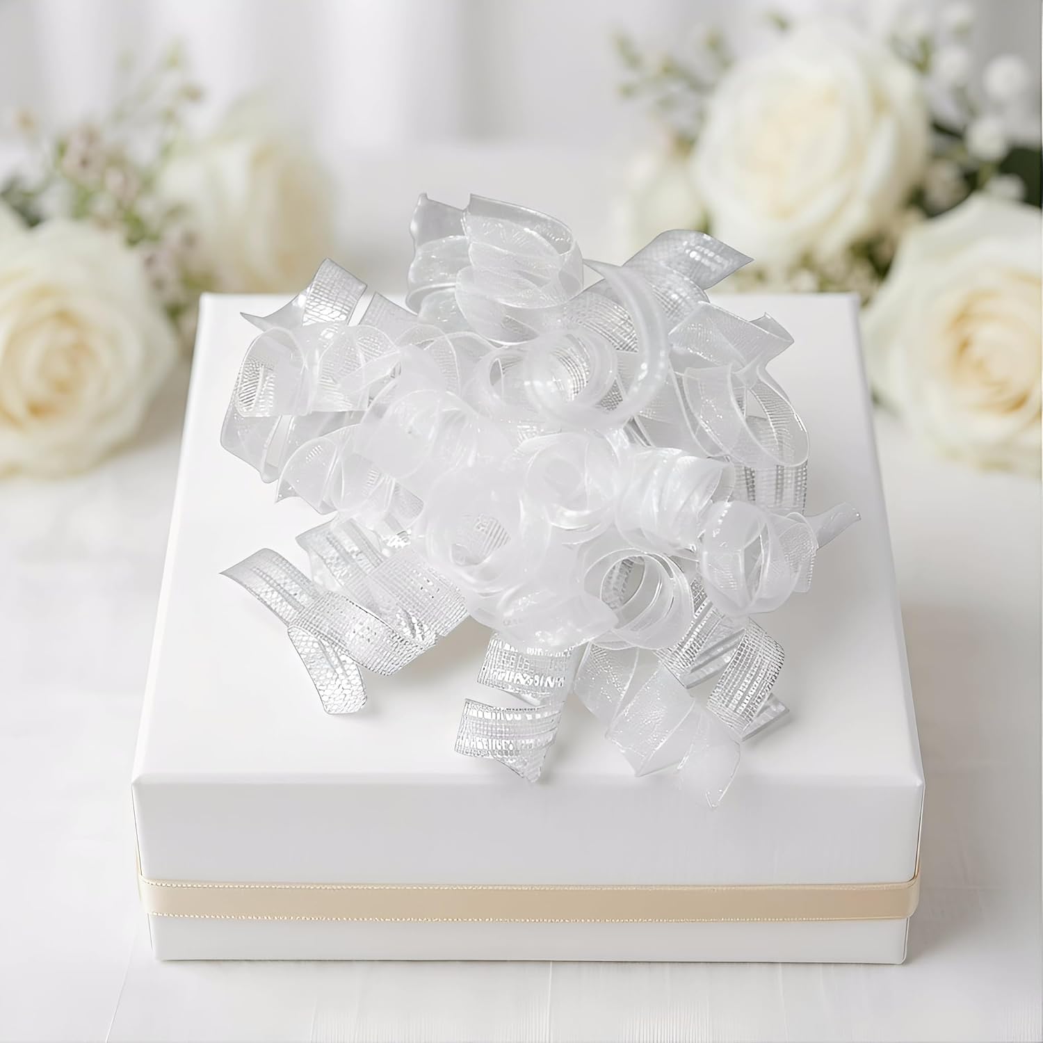 Lakkity Bows for Gift Wrapping, 6 Inch Curly Ribbon Bows, Self Adhesive Burst Gift Bow for Presents,Paper Bag, Baby Shower Favors, Wrapping Accessories, Wedding Decor