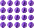 20pcs Honeycomb Flower Balls - Party Decor, Tissue Paper Pom Poms (6inch, Purple)